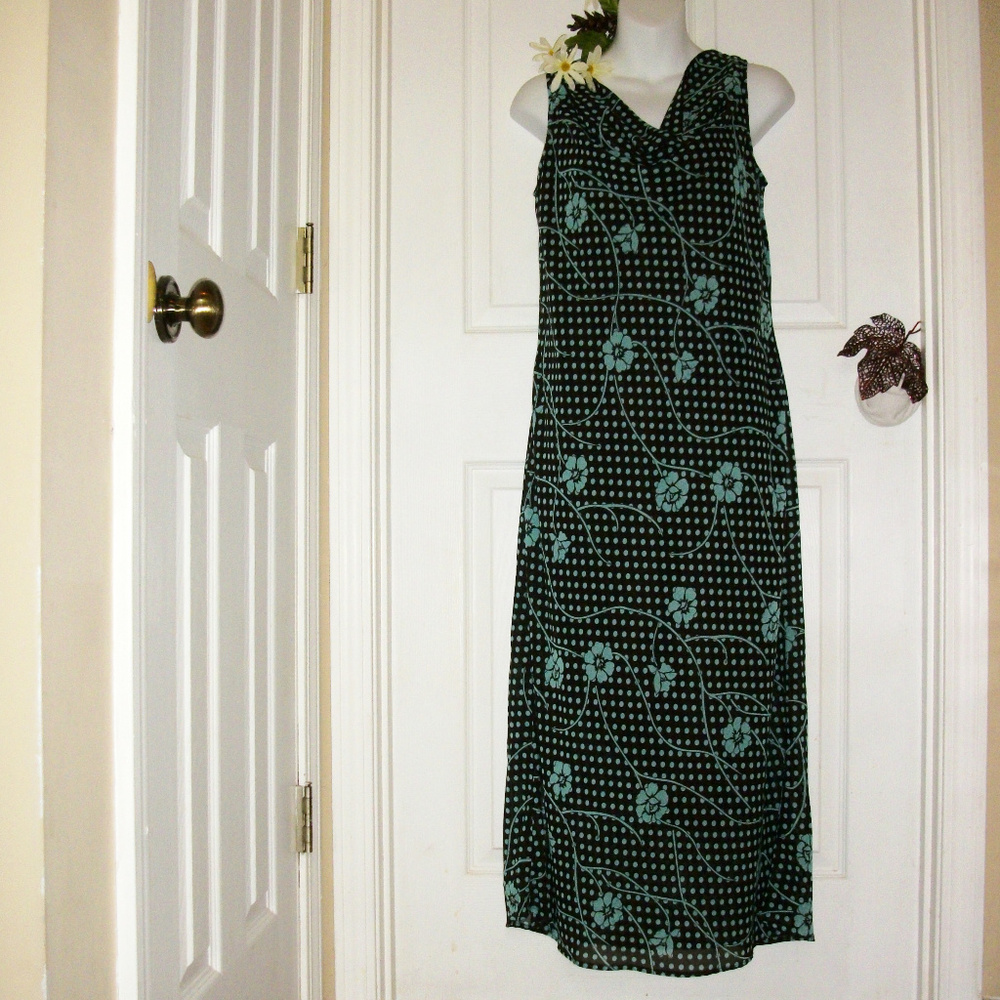 KARI New York Sleeveless Dress Brown & Aqua Floral